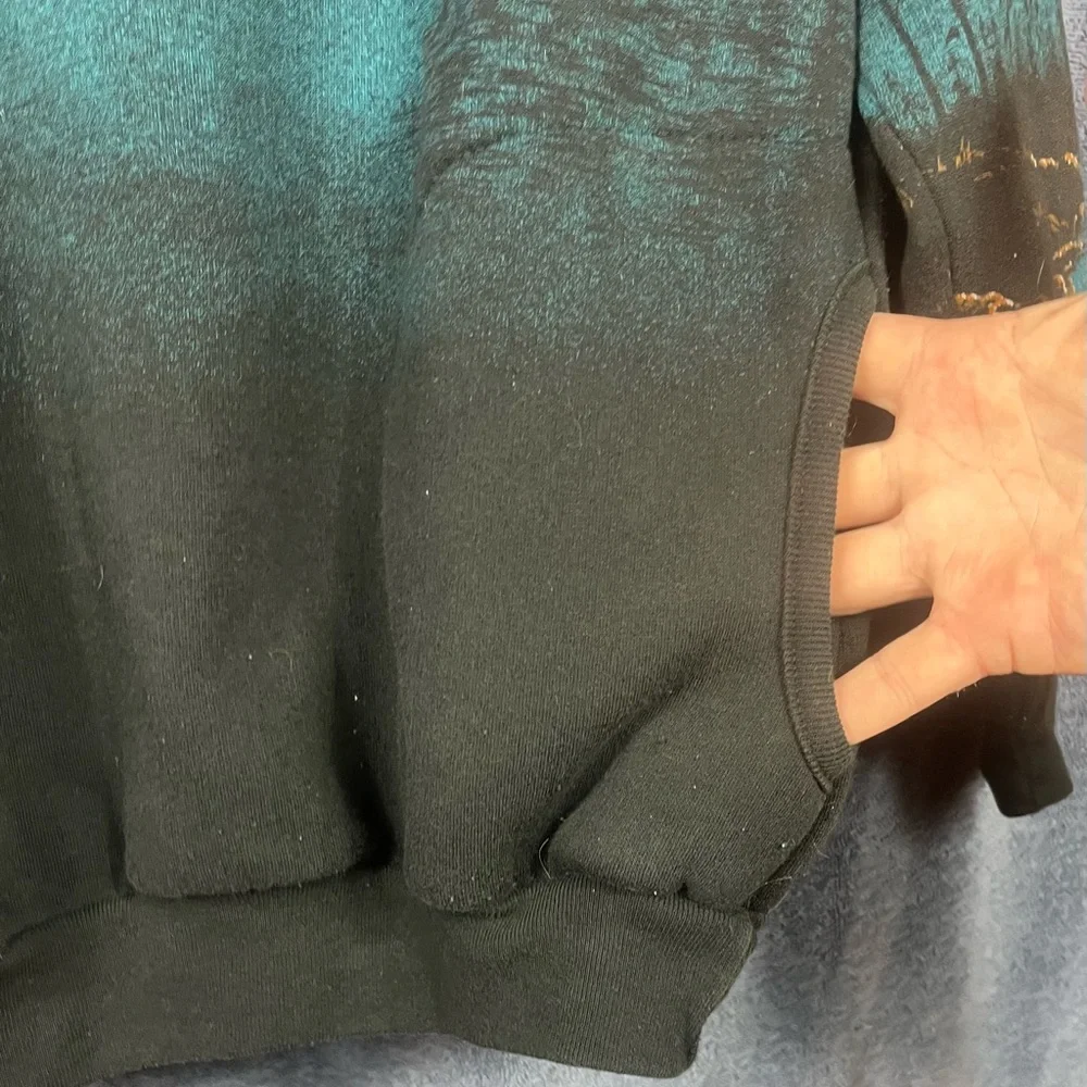 x Vtg Sweater Men XL Black Eagle fDouble
Sided Graphics Are Mint 3 Button Casual - Picture 5 of 12